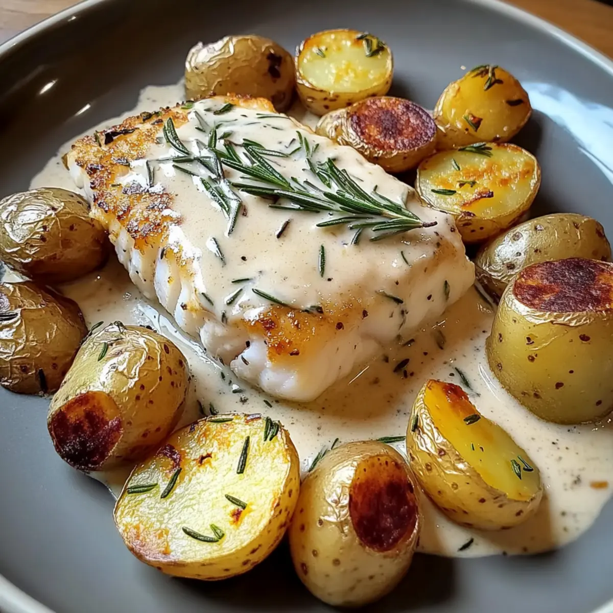 Rosemary Cream Sauce Cod