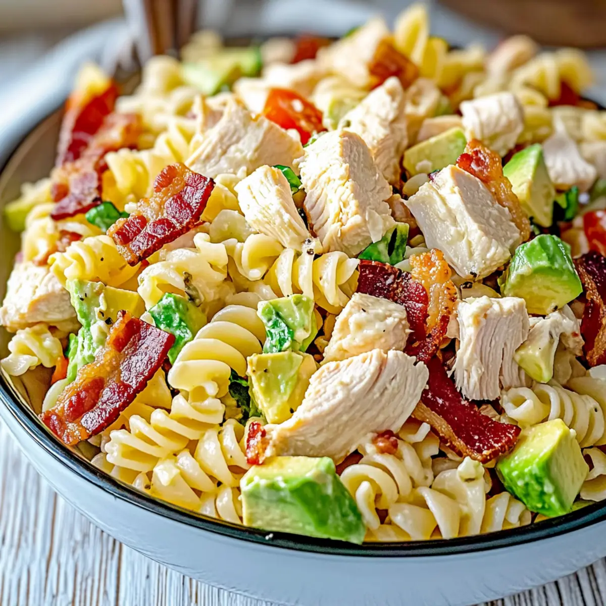 Zesty Chicken Club Pasta Salad Perfect for Summer Gatherings 5 Chicken Club Pasta Salad