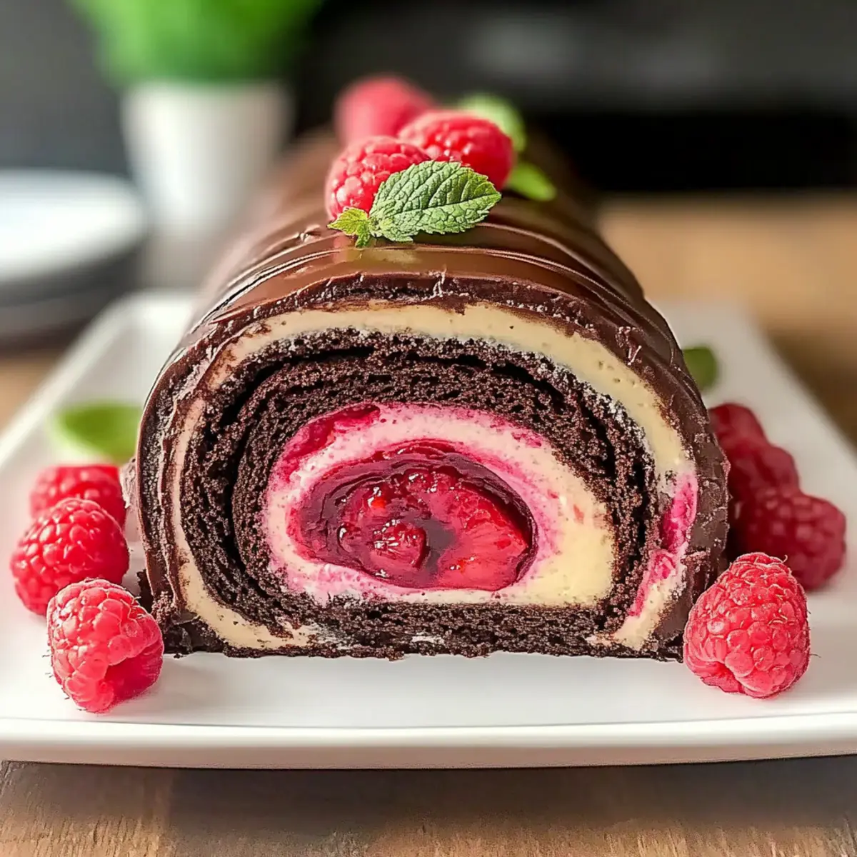 Raspberry Chocolate Cake Roll