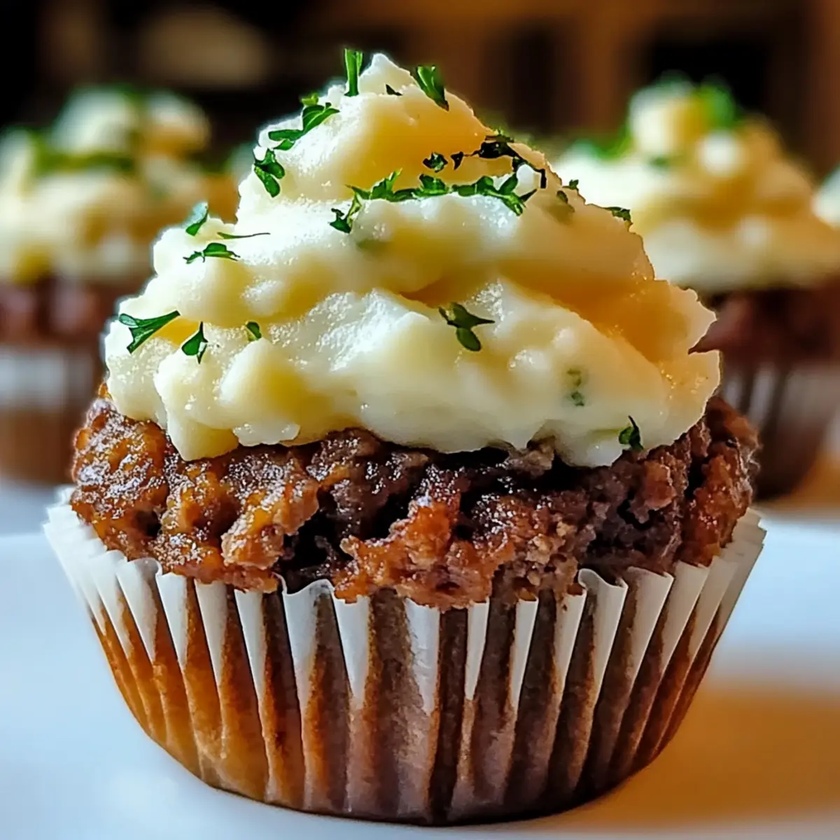 Meatloaf Cupcakes with Whipped Potato: Comfort Food Delight 5 Meatloaf Cupcakes with Whipped Potato