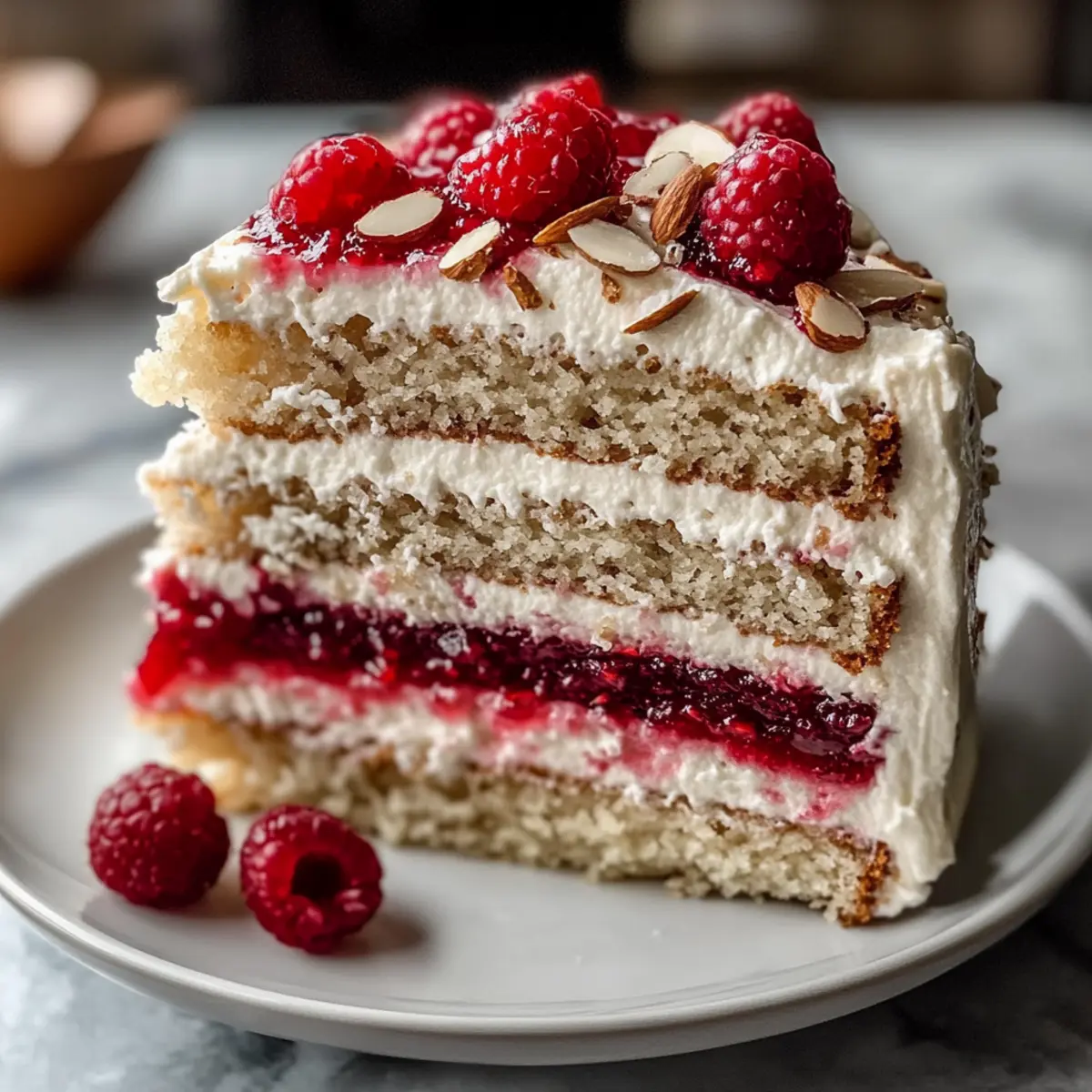 Vegan Almond Raspberry Cake