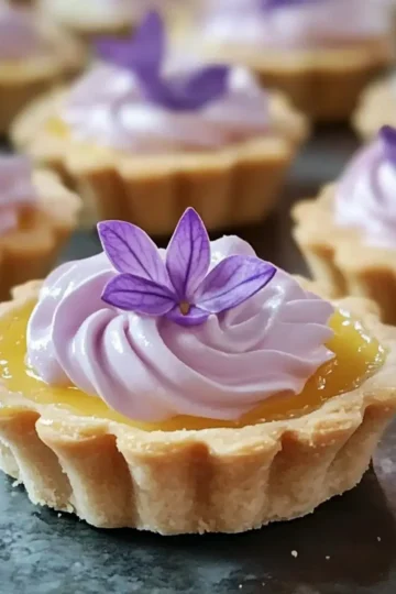 Mini Lemon Tart with Lilac Meringue