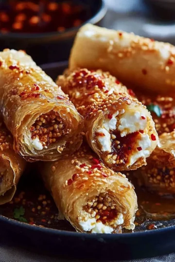 Oven-Fried Feta Rolls with Chili Honey