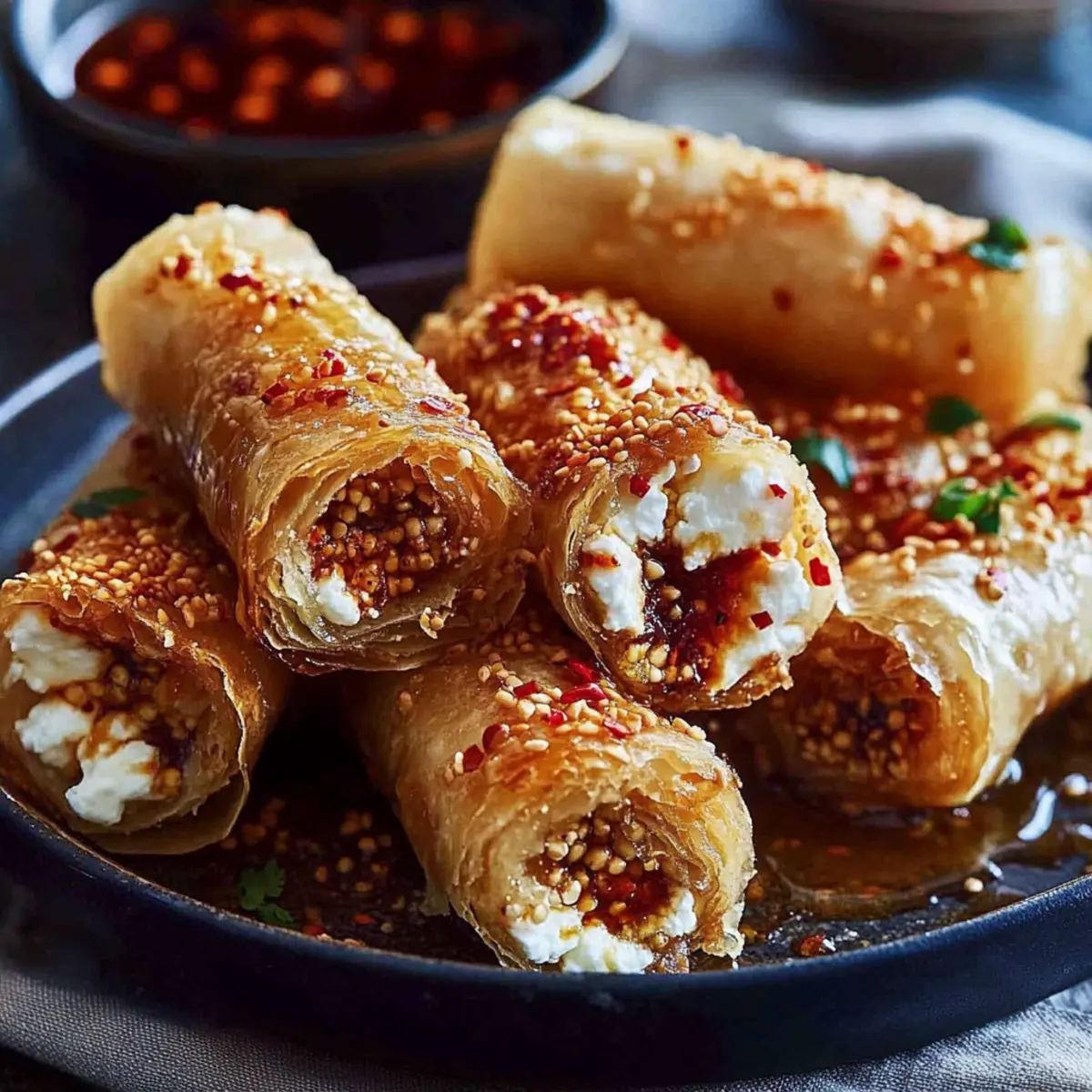 Oven-Fried Feta Rolls with Chili Honey