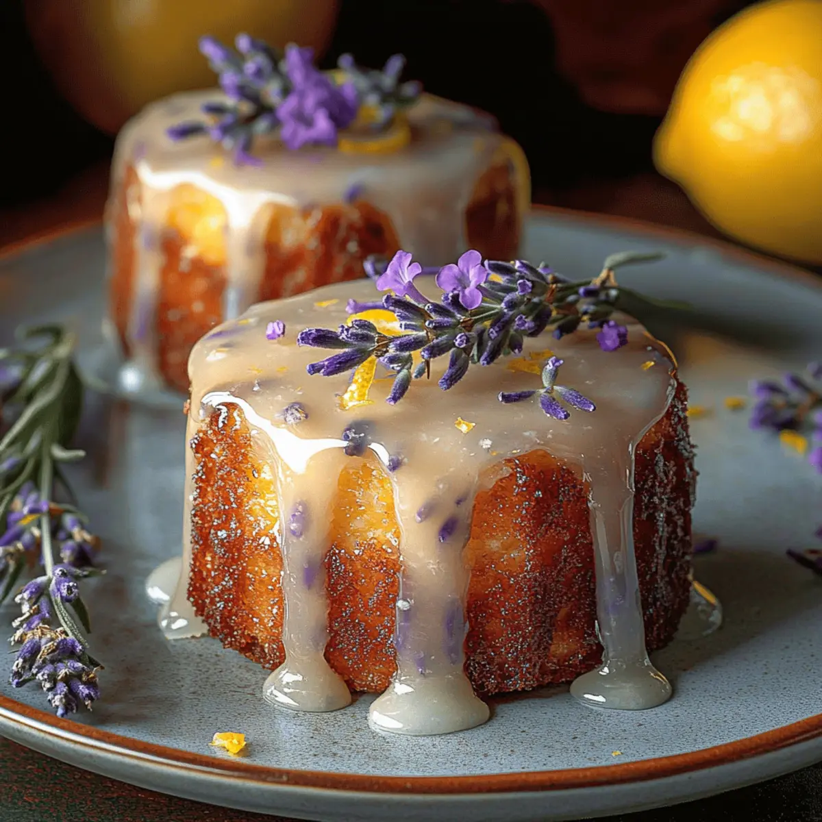 Mini Lemon Cakes with Lavender Glaze
