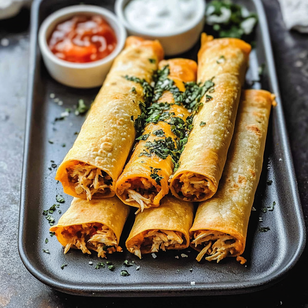 Easy Chicken Taquitos with Spinach and Cream Cheese