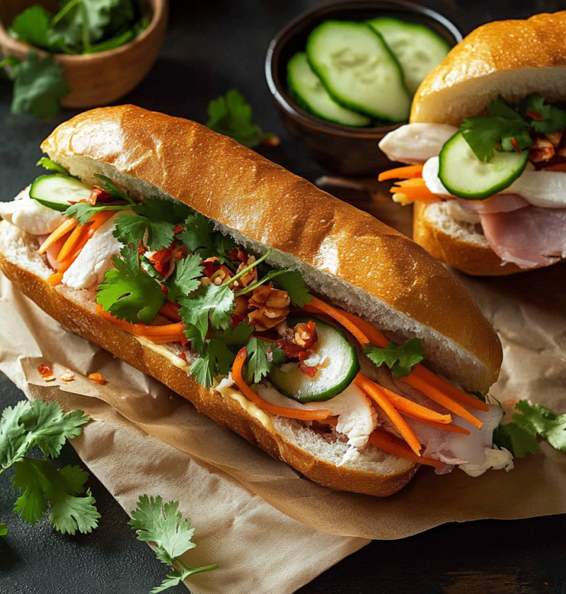 Authentic Banh Mi Sandwiches With Chicken and Pickled Vegetables 1 Authentic Banh Mi Sandwiches With Chicken and Pickled Vegetables