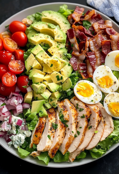 Classic Cobb Salad with Smoked Turkey and Fresh Vegetables