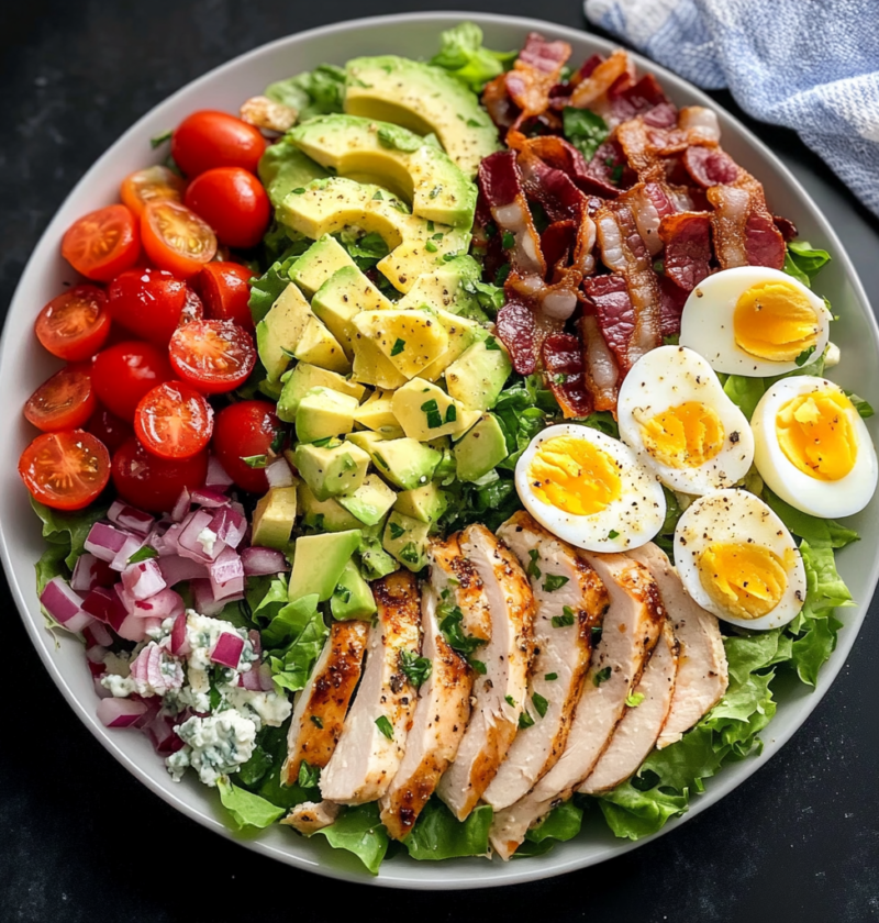 Classic Cobb Salad with Smoked Turkey and Fresh Vegetables 1 Classic Cobb Salad with Smoked Turkey and Fresh Vegetables