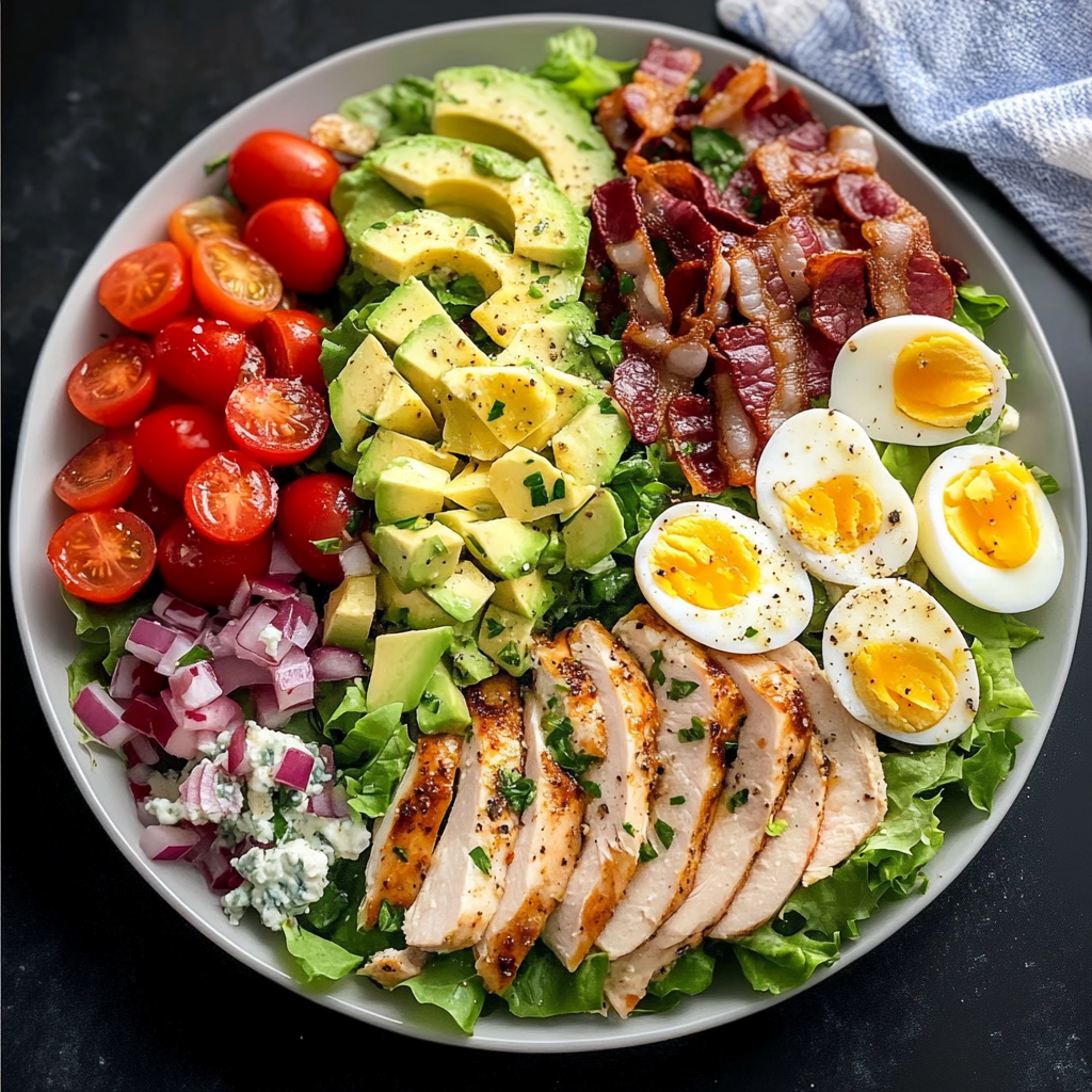 Classic Cobb Salad with Smoked Turkey and Fresh Vegetables 2 Classic Cobb Salad with Smoked Turkey and Fresh Vegetables
