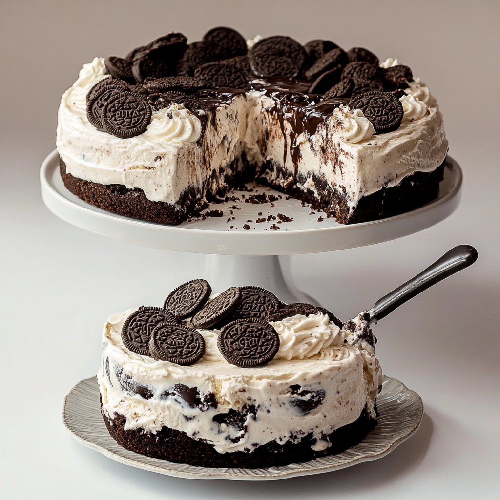 Cookies and Cream Ice Cream Cake Recipe No Bake Dessert 2 Cookies and Cream Ice Cream Cake Recipe No Bake Dessert