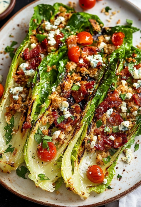 Grilled Romaine Salad with Crispy Toppings
