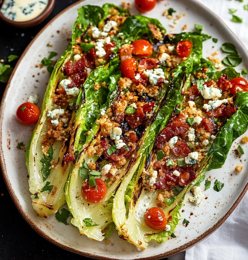 Grilled Romaine Salad with Crispy Toppings 1 Grilled Romaine Salad with Crispy Toppings