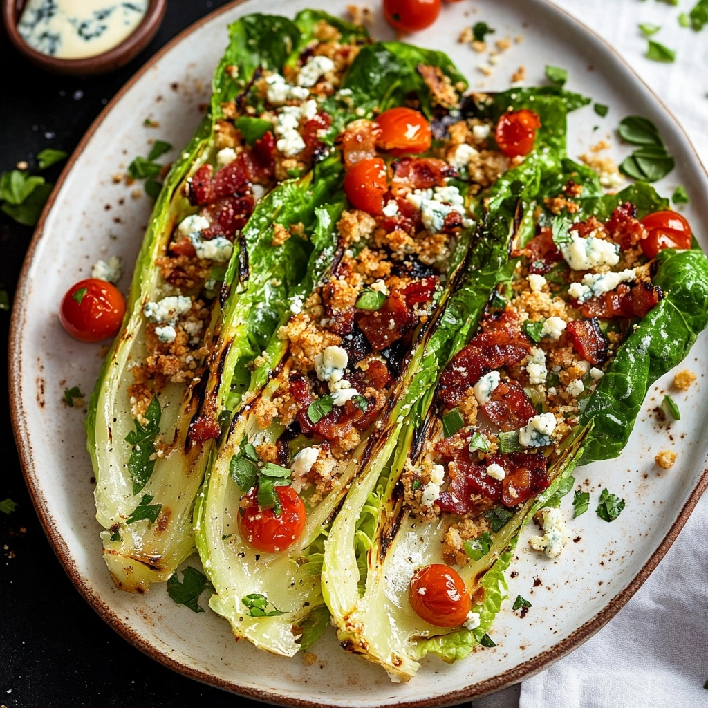 Grilled Romaine Salad with Crispy Toppings 2 Grilled Romaine Salad with Crispy Toppings