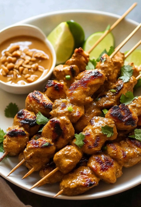 Chicken Satay Recipe with Creamy Peanut Sauce for Dinner