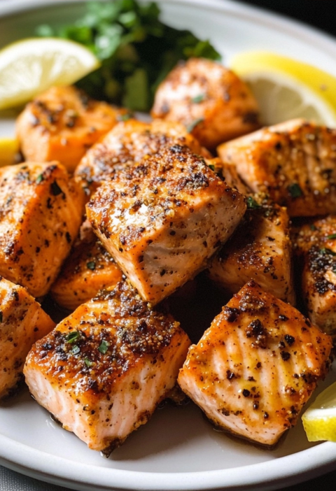 Easy Lemon Pepper Salmon Bites with Air Fryer Magic