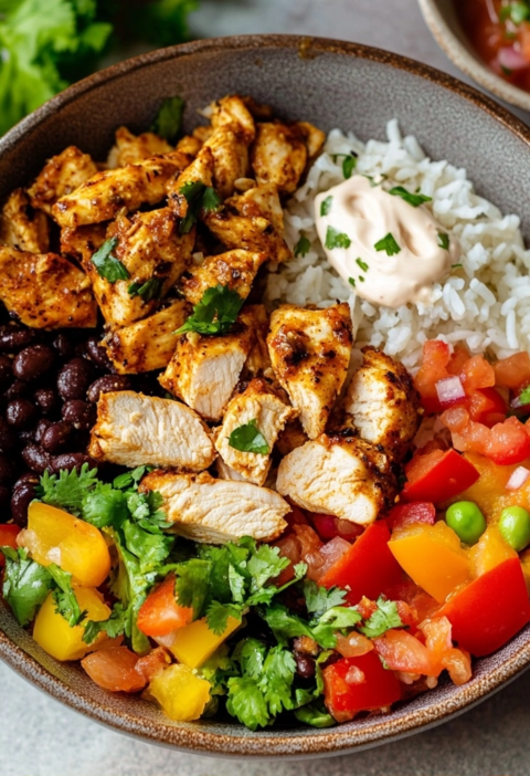 Chicken Fajita Burrito Bowls For Quick Weeknight Dinners