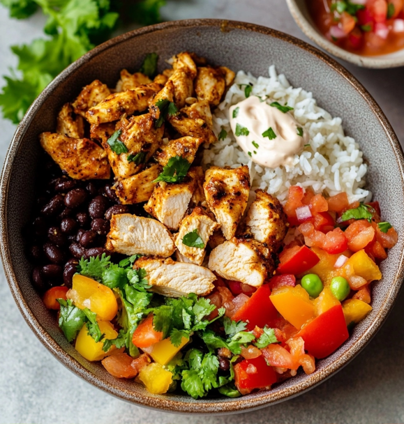 Chicken Fajita Burrito Bowls For Quick Weeknight Dinners