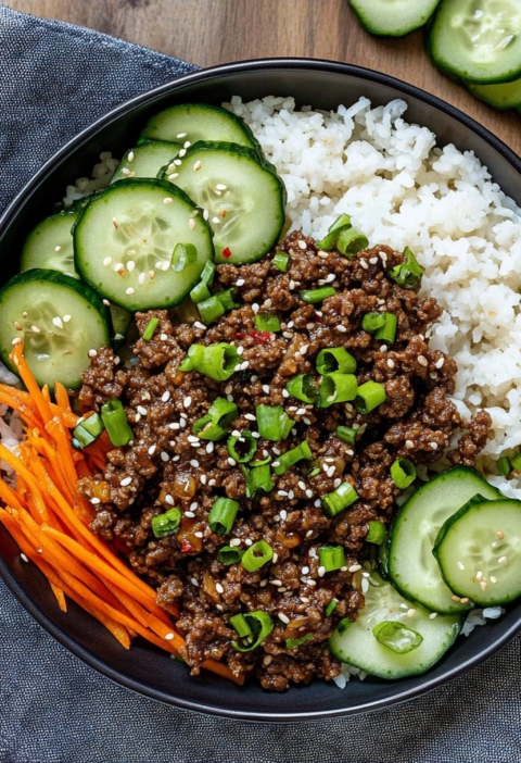 Korean Beef Cucumber Bowls